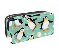 VAPOKF Astuccio portapenne per studenti con cerniera, per ragazzi e ragazze, materiale scolastico e ufficio, pinguini danzanti, conchiglie e bolle