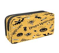 VAPOKF Astuccio portapenne per studenti con cerniera, per ragazzi e ragazze, materiale scolastico e ufficio, zucche e fantasmi di Halloween felici, Zucca di Halloween Zombie Spider pipistrello,