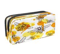 VAPOKF Astuccio portapenne per studenti con cerniera, per ragazzi e ragazze, materiale scolastico e ufficio, farfalla su girasoli, giglio rosa, Favi d'api e miele liquido, 2.3x8.2x3.9in/6x21x10cm,