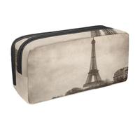 VAPOKF Astuccio portapenne per studenti con cerniera, per ragazzi e ragazze, materiale scolastico e ufficio, foto vintage della Torre di Parigi Senna
