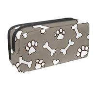 VAPOKF Astuccio portapenne per studenti con cerniera, per ragazzi e ragazze, materiale scolastico e ufficio, impronte di ossa di cane su grigio