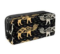 VAPOKF Astuccio portapenne per studenti con cerniera per ragazzi e ragazze, materiale scolastico e ufficio, motivo ornamentale etnico con animali, Egitto Cammello Con Piramide,