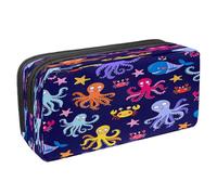 VAPOKF Astuccio portapenne per studenti con cerniera, per ragazzi e ragazze, materiale scolastico e ufficio, motivo: polipo, medusa, cavalluccio marino, granchio, animali marini, Stella marina del