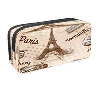 VAPOKF Astuccio portapenne per studenti con cerniera, per ragazzi e ragazze, materiale scolastico e ufficio, motivo Torre di Parigi retrò e Senna, Romantica Torre Eiffel di Parigi,