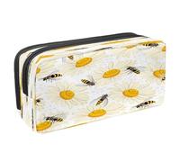 VAPOKF Astuccio portapenne per studenti con cerniera, per ragazzi e ragazze, materiale scolastico e ufficio, farfalla su girasoli, giglio rosa, Api che volano su Daisy, 2.3x8.2x3.9in/6x21x10cm,