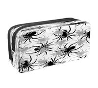 VAPOKF Astuccio portapenne per studenti con cerniera, per ragazzi e ragazze, materiale scolastico e ufficio, teschio con fungo bulbo oculare arcobaleno, Ragno nero e grigio, 2.3x8.2x3.9in/6x21x10cm,