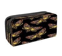 VAPOKF Astuccio portapenne per studenti con cerniera, per ragazzi e ragazze, materiale scolastico e ufficio, motivo camomilla e fiori selvatici, motivo senza cuciture, Modello falena testa di morte,