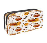 VAPOKF Astuccio portapenne per studenti con cerniera, per ragazzi e ragazze, materiale scolastico e ufficio, motivo floreale astratto di camomilla, Miele A Nido D'ape Con Api, 2.3x8.2x3.9in/6x21x10cm,