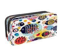 VAPOKF Astuccio portapenne per studenti con cerniera, per ragazzi e ragazze, materiale scolastico e ufficio, motivo: polipo, medusa, cavalluccio marino, granchio, animali marini, Pesci Sottomarini