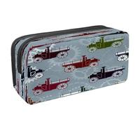 VAPOKF Astuccio portapenne per studenti con cerniera, per ragazzi e ragazze, materiale scolastico e ufficio, camion rosa con rose innamorate, Auto Steampunk Vintage, 2.3x8.2x3.9in/6x21x10cm, Astuccio