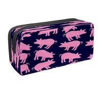 VAPOKF Astuccio portapenne per studenti con cerniera, per ragazzi e ragazze, materiale scolastico e ufficio, motivo Francia Parigi, torta al caffè e muffin, Silhouette Rosa Modello Maiale,