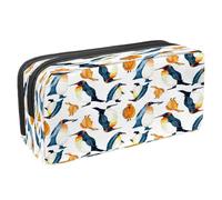 VAPOKF Astuccio portapenne per studenti con cerniera, per ragazzi e ragazze, materiale scolastico e ufficio, motivo: pinguini ad acquerello, Pinguini e pulcini ad acquerello, 2.3x8.2x3.9in/6x21x10cm,