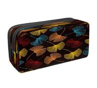 VAPOKF Astuccio portapenne per studenti con cerniera, per ragazzi e ragazze, materiale scolastico e ufficio, motivo camomilla e fiori selvatici, motivo senza cuciture, Colorato Gingko Biloba Lascia su