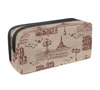 VAPOKF Astuccio portapenne per studenti con cerniera, per ragazzi e ragazze, materiale scolastico e ufficio, motivo Torre di Parigi retrò e Senna, Il fiume Senna Notre Dame, 2.3x8.2x3.9in/6x21x10cm,