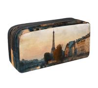 VAPOKF Astuccio portapenne per studenti con cerniera, per ragazzi e ragazze, materiale scolastico e ufficio, Torre di Parigi, Senna al tramonto