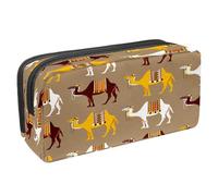 VAPOKF Astuccio portapenne per studenti con cerniera per ragazzi e ragazze, materiale scolastico e ufficio, motivo ornamentale etnico con animali, Egitto Cammelli, 2.3x8.2x3.9in/6x21x10cm, Astuccio