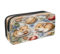 VAPOKF Astuccio portapenne per studenti con cerniera, per ragazzi e ragazze, materiale scolastico e ufficio, frutta rossa con noci di criceto, Multi, 2.3x8.2x3.9in/6x21x10cm, Astuccio