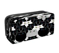 VAPOKF Astuccio portapenne per studenti con cerniera, per ragazzi e ragazze, materiale scolastico e ufficio, gatti a righe e giocattoli con papillon, Seamless Black and White Cats Pattern