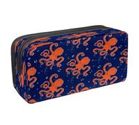 VAPOKF Astuccio portapenne per studenti con cerniera, per ragazzi e ragazze, materiale scolastico e ufficio, motivo: polipo, medusa, cavalluccio marino, granchio, animali marini, Motivo polpo di mare