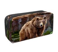 VAPOKF Astuccio portapenne per studenti con cerniera, per ragazzi e ragazze, materiale scolastico e ufficio, motivo koala e girasole, Grande orso bruno, 2.3x8.2x3.9in/6x21x10cm, Astuccio