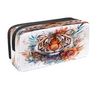 VAPOKF Astuccio portapenne per studenti con cerniera, per ragazzi e ragazze, materiale scolastico e ufficio, motivo: tigre ad acquerello, Multi, 2.3x8.2x3.9in/6x21x10cm, Astuccio