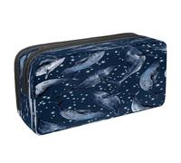VAPOKF Astuccio portapenne per studenti con cerniera, per ragazzi e ragazze, per scuola e ufficio, acquerello, galassia, balena e squalo, Balena nel cielo stellato, 2.3x8.2x3.9in/6x21x10cm, Astuccio