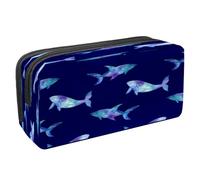 VAPOKF Astuccio portapenne per studenti con cerniera, per ragazzi e ragazze, per scuola e ufficio, acquerello, galassia, balena e squalo, Acquerello Galaxy Balena e Squalo, 2.3x8.2x3.9in/6x21x10cm,