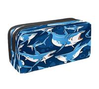 VAPOKF Astuccio portapenne per studenti con cerniera, per ragazzi e ragazze, per scuola e ufficio, acquerello, galassia, balena e squalo, Squali arrabbiati sott'acqua, 2.3x8.2x3.9in/6x21x10cm,