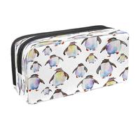 VAPOKF Astuccio portapenne per studenti con cerniera, per ragazzi e ragazze, per scuola e ufficio, acquerello, galassia, balena e squalo, Pinguini ad acquerello, 2.3x8.2x3.9in/6x21x10cm, Astuccio