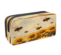 VAPOKF Astuccio portapenne per studenti con cerniera, per ragazzi e ragazze, per scuola e ufficio, api sul campo di girasoli, Multi, 2.3x8.2x3.9in/6x21x10cm, Astuccio