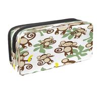 VAPOKF Astuccio portapenne per studenti con cerniera, per ragazzi e ragazze, per scuola e ufficio, bulldog e Jack Russell Terrier, Cartone animato Scimmia felice e Banana, 2.3x8.2x3.9in/6x21x10cm,