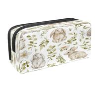 VAPOKF Astuccio portapenne per studenti con cerniera, per ragazzi e ragazze, per scuola e ufficio, bulldog e Jack Russell Terrier, Adroble Coniglio Lepre Ramo Pianta, 2.3x8.2x3.9in/6x21x10cm, Astuccio