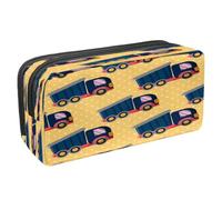 VAPOKF Astuccio portapenne per studenti, con cerniera, per ragazzi e ragazze, per scuola e ufficio, camion e pick-up, Camion Giocattoli su Polka Dots Giallo, 2.3x8.2x3.9in/6x21x10cm, Astuccio
