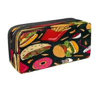 VAPOKF Astuccio portapenne per studenti con cerniera, per ragazzi e ragazze, per scuola e ufficio, cheeseburger, taco toast, pizza, Hamburger Cola Patatine fritte Falafel Pita,