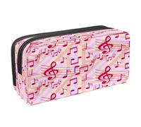 VAPOKF Astuccio portapenne per studenti con cerniera, per ragazzi e ragazze, per scuola e ufficio, galassia, cielo, luna, sole, Musica rossa nota e chiave, 2.3x8.2x3.9in/6x21x10cm, Astuccio