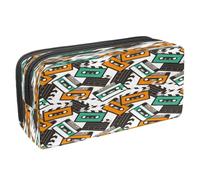 VAPOKF Astuccio portapenne per studenti con cerniera, per ragazzi e ragazze, per scuola e ufficio, galassia, cielo, luna, sole, Retro Audio Cassette e Movie Clapper, 2.3x8.2x3.9in/6x21x10cm, Astuccio