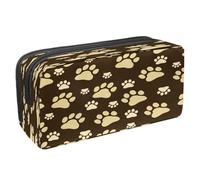 VAPOKF Astuccio portapenne per studenti con cerniera, per ragazzi e ragazze, per scuola e ufficio, gatto nero e gatto bianco, Impronte di zampa di gatto su marrone, 2.3x8.2x3.9in/6x21x10cm, Astuccio
