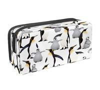 VAPOKF Astuccio portapenne per studenti con cerniera, per ragazzi e ragazze, per scuola e ufficio, motivo squali senza cuciture, Pinguino Madre e Bambino, 2.3x8.2x3.9in/6x21x10cm, Astuccio