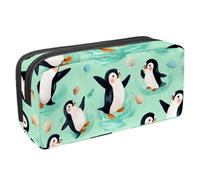 VAPOKF Astuccio portapenne per studenti con cerniera, per ragazzi e ragazze, per scuola e ufficio, motivo: pinguini giocano a conchiglie