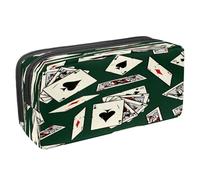 VAPOKF Astuccio portapenne per studenti, con cerniera, per ragazzi e ragazze, per scuola e ufficio, motivo: bulldozer con trattore e auto, Carte da poker a filo di picche, 2.3x8.2x3.9in/6x21x10cm
