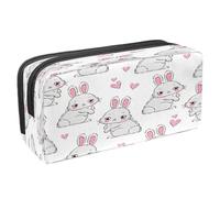 VAPOKF Astuccio portapenne per studenti con cerniera, per ragazzi e ragazze, per scuola e ufficio, motivo: elefante che gioca a palla, Coniglio carino e cuore rosa, 2.3x8.2x3.9in/6x21x10cm, Astuccio