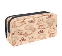 VAPOKF Astuccio portapenne per studenti con cerniera, per ragazzi e ragazze, per scuola e ufficio, motivo: elefante che gioca a palla, Simpatici scoiattoli e noci soffici, 2.3x8.2x3.9in/6x21x10cm,