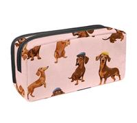 VAPOKF Astuccio portapenne per studenti, con cerniera, per ragazzi e ragazze, per scuola e ufficio, motivo: bassotto tedesco