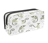 VAPOKF Astuccio portapenne per studenti con cerniera, per ragazzi e ragazze, per scuola e ufficio, motivo gatto calico e sagoma di gatto nero, Africa Madagascar Lemur, 2.3x8.2x3.9in/6x21x10cm