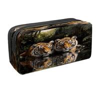 VAPOKF Astuccio portapenne per studenti con cerniera, per ragazzi e ragazze, per scuola e ufficio, motivo: tigri che nuotano sul lago della foresta, Multi, 2.3x8.2x3.9in/6x21x10cm, Astuccio
