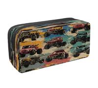 VAPOKF Astuccio portapenne per studenti, con cerniera, per ragazzi e ragazze, per scuola e ufficio, motivo: camion dei mostri del grunge, Multi, 2.3x8.2x3.9in/6x21x10cm, Astuccio