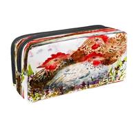 VAPOKF Astuccio portapenne per studenti con cerniera, per ragazzi e ragazze, per scuola e ufficio, piccoli anatroccoli soffici, Tre galline in erba pittura, 2.3x8.2x3.9in/6x21x10cm, Astuccio