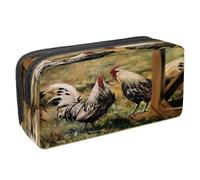 VAPOKF Astuccio portapenne per studenti con cerniera, per ragazzi e ragazze, per scuola e ufficio, piccoli anatroccoli soffici, due, gallo, su, prateria, 2.3x8.2x3.9in/6x21x10cm, Astuccio