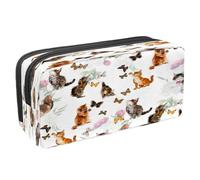 VAPOKF Astuccio portapenne per studenti con cerniera, per ragazzi e ragazze, per scuola e ufficio, scimmia appesa sulla giungla, Gattino che gioca con la farfalla, 2.3x8.2x3.9in/6x21x10cm, Astuccio