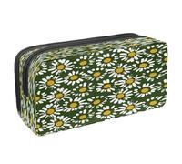 VAPOKF Astuccio portapenne per studenti con cerniera, per ragazzi e ragazze, per scuola e ufficio, senza cuciture con margherite, Fiori di camomilla senza cuciture, 2.3x8.2x3.9in/6x21x10cm, Astuccio